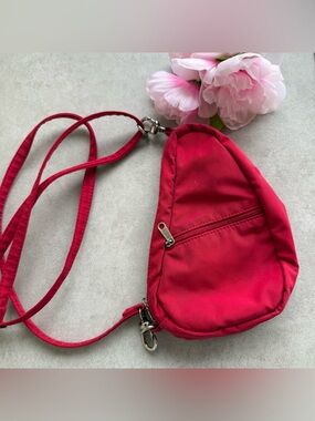 AmeriBag Red Crossbody Sling Bag pockets zipper logo Lightweight small Carry